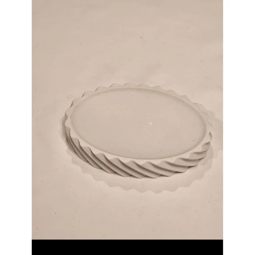 White Decorative Spiral Ceramic Soap dish - Home Accents